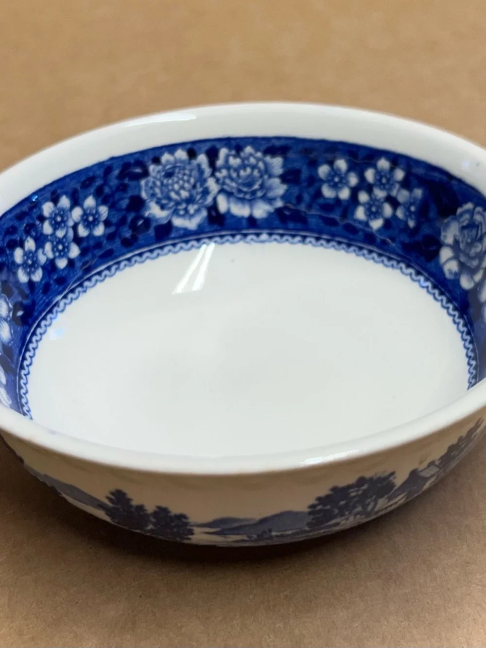 Villeroy & Boch 1960’s Blue and White Two-Handled Scenic Soup Bowl